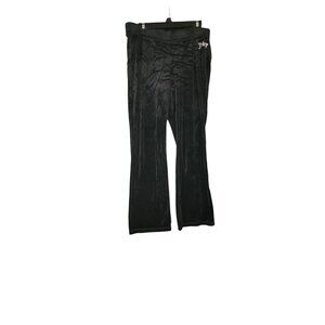 VTG Juicy‎ Couture Women's  Size L Black Velour Wide-Leg Pants